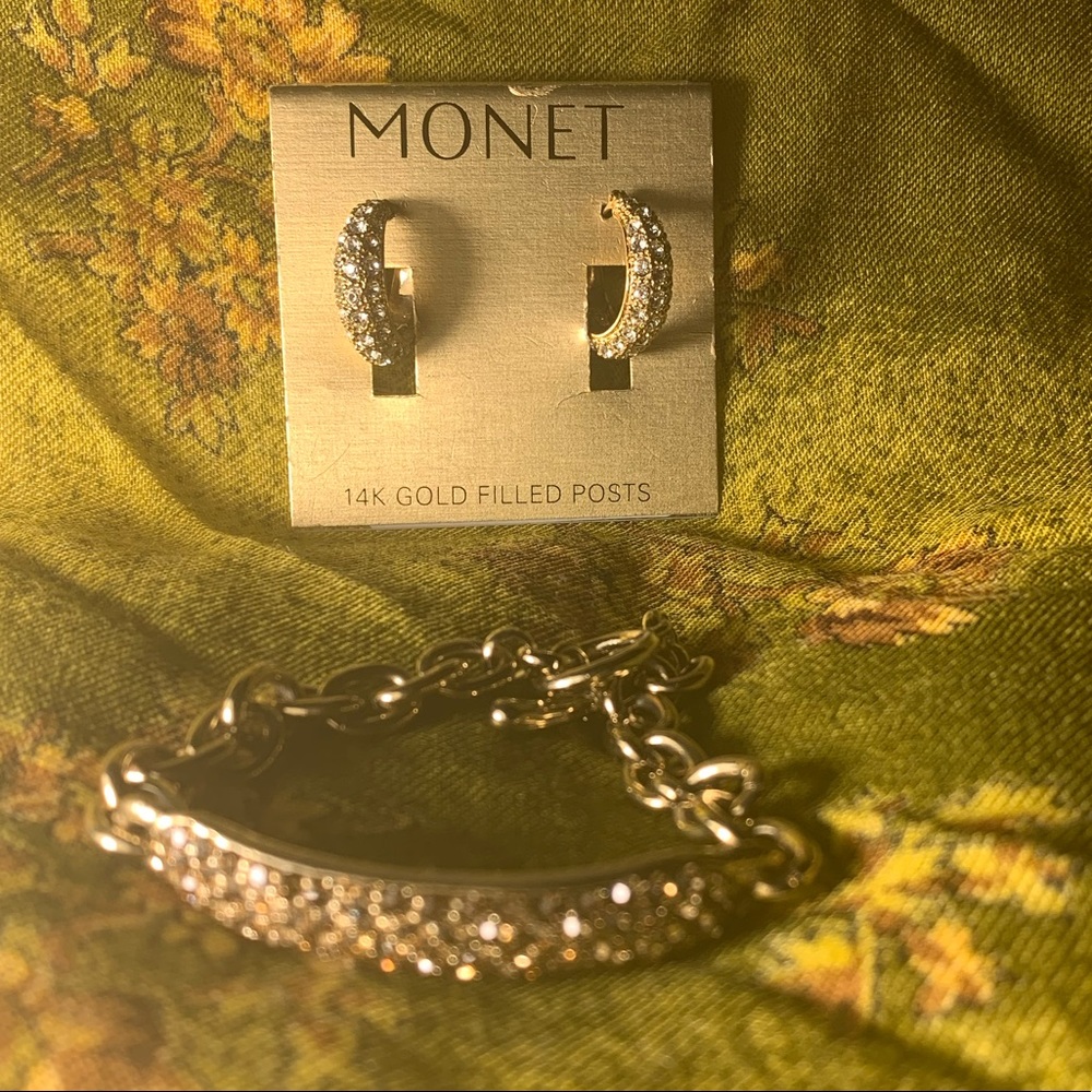 Monet Gold Earring and Bracelet set